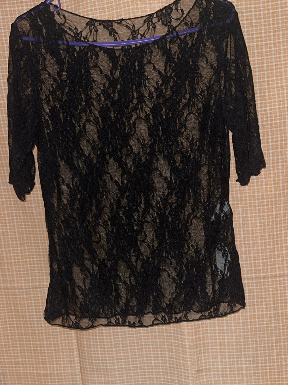 Black Lace Sheer Women's Top NWT